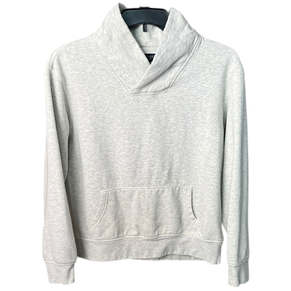 US Polo Assn Light Gray Shawl Collar Sweatshirt - M